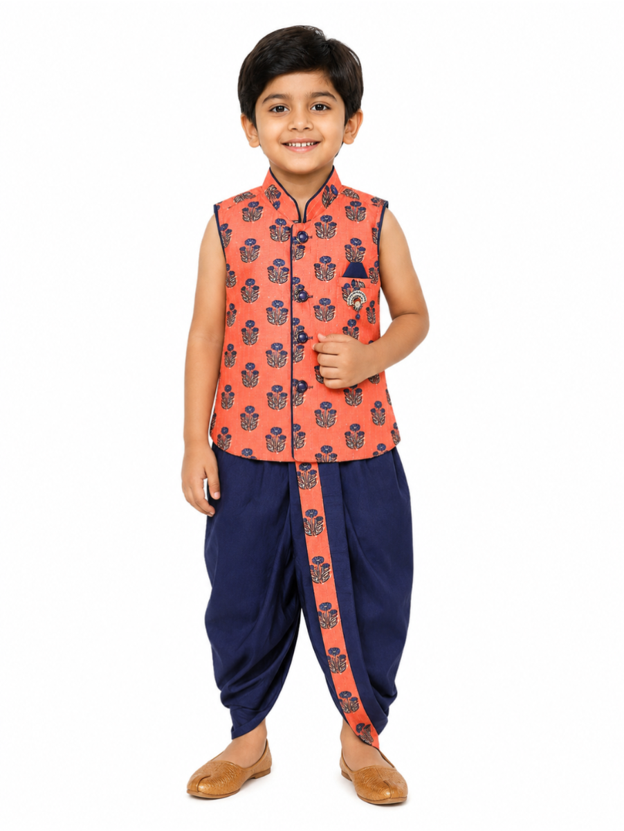 EliteCharm Boys Traditional Jacket Readymade Panchakacham Set