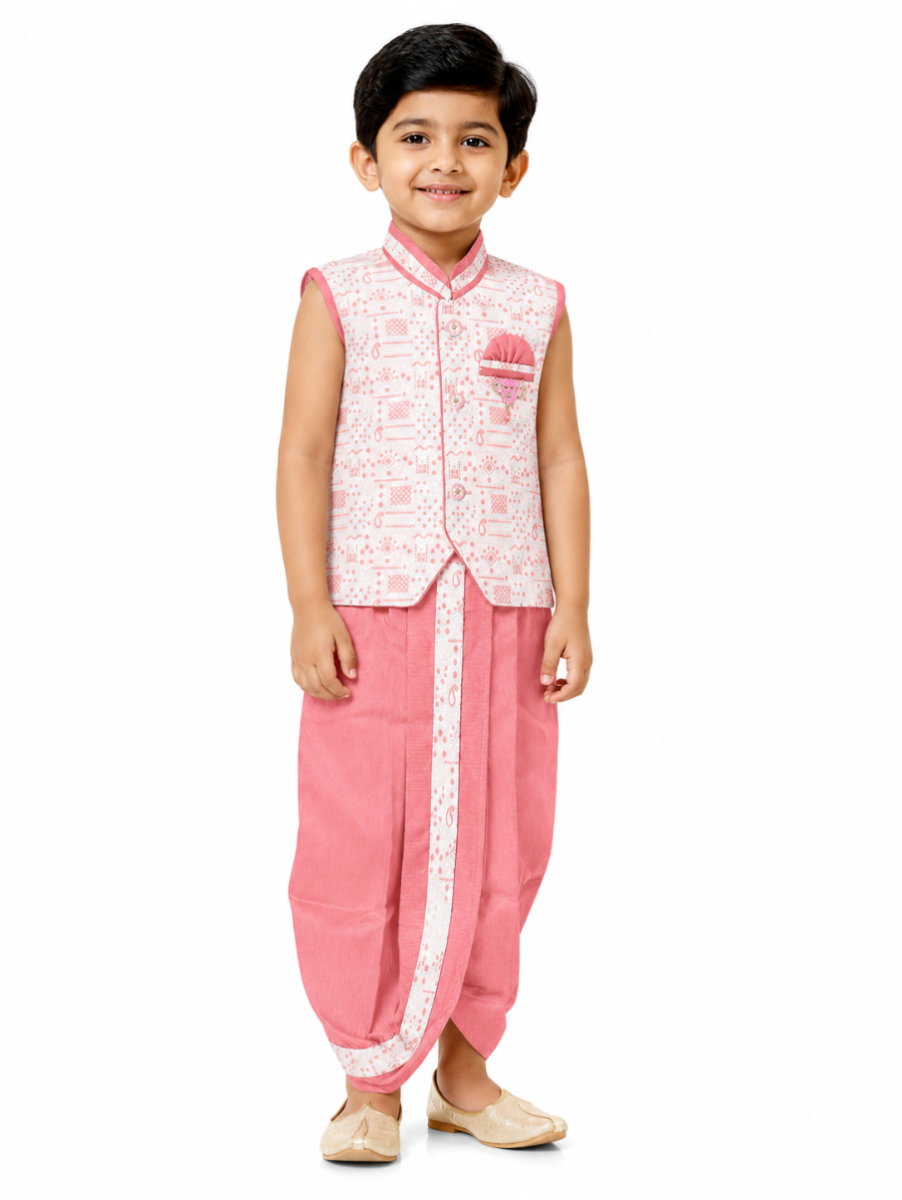EliteCharm Boys Traditional Jacket Readymade Panchakacham Set