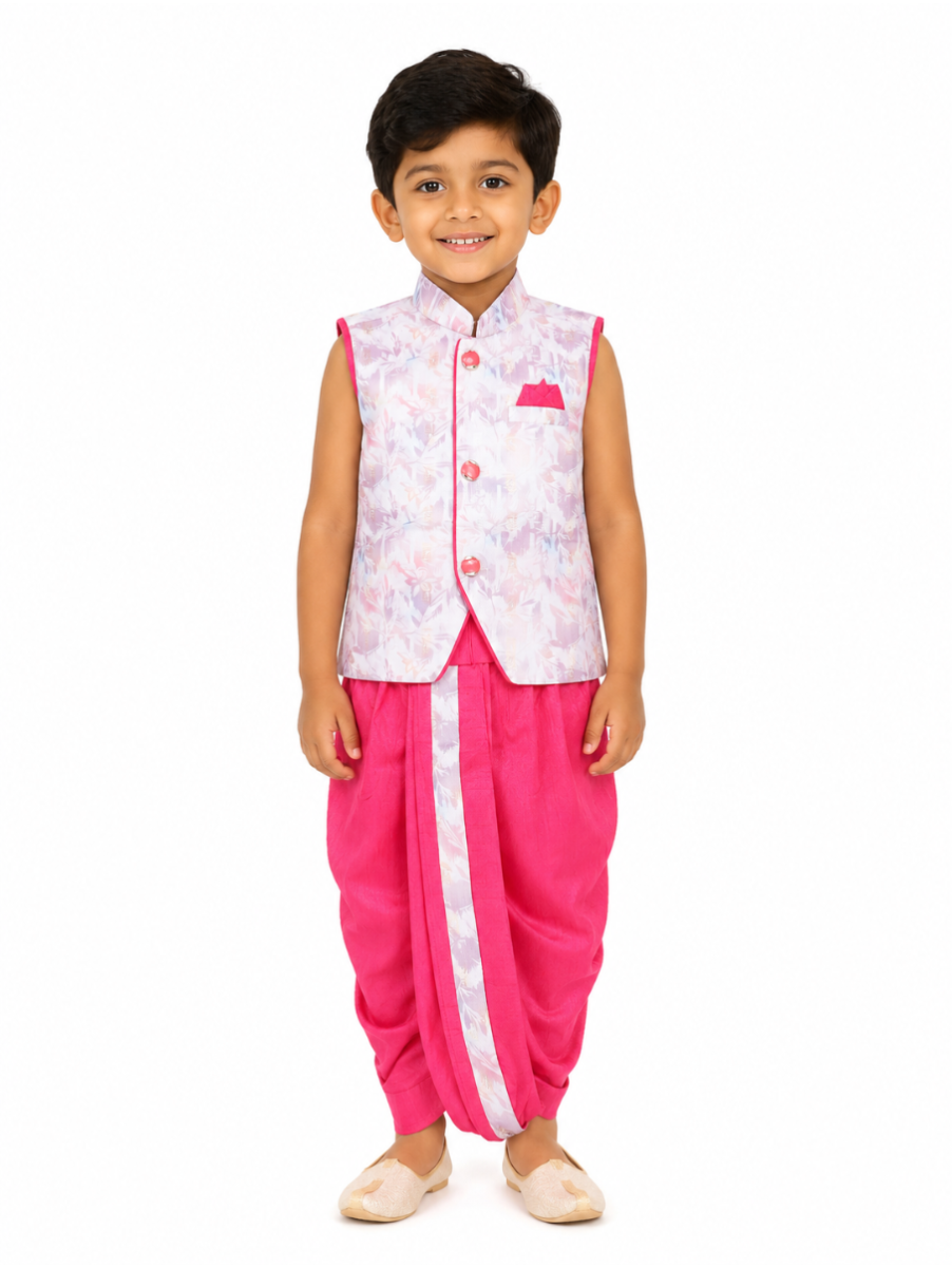 EliteCharm Boys Traditional Jacket Readymade Panchakacham Set