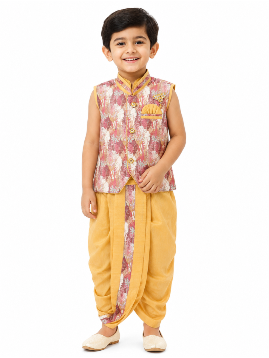 EliteCharm Boys Traditional Jacket Readymade Panchakacham Set