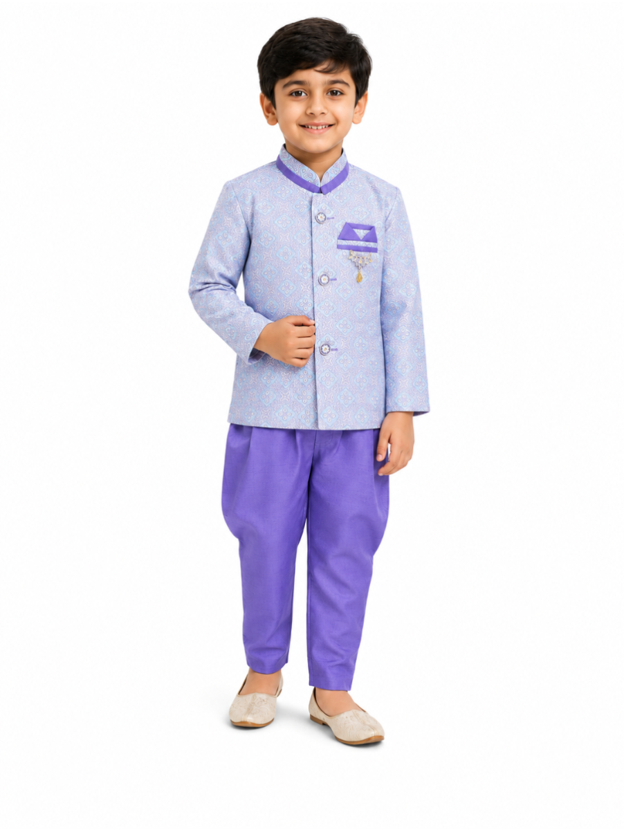 EliteCharm Boys Premium Jacquard Readymade Sherwani Set