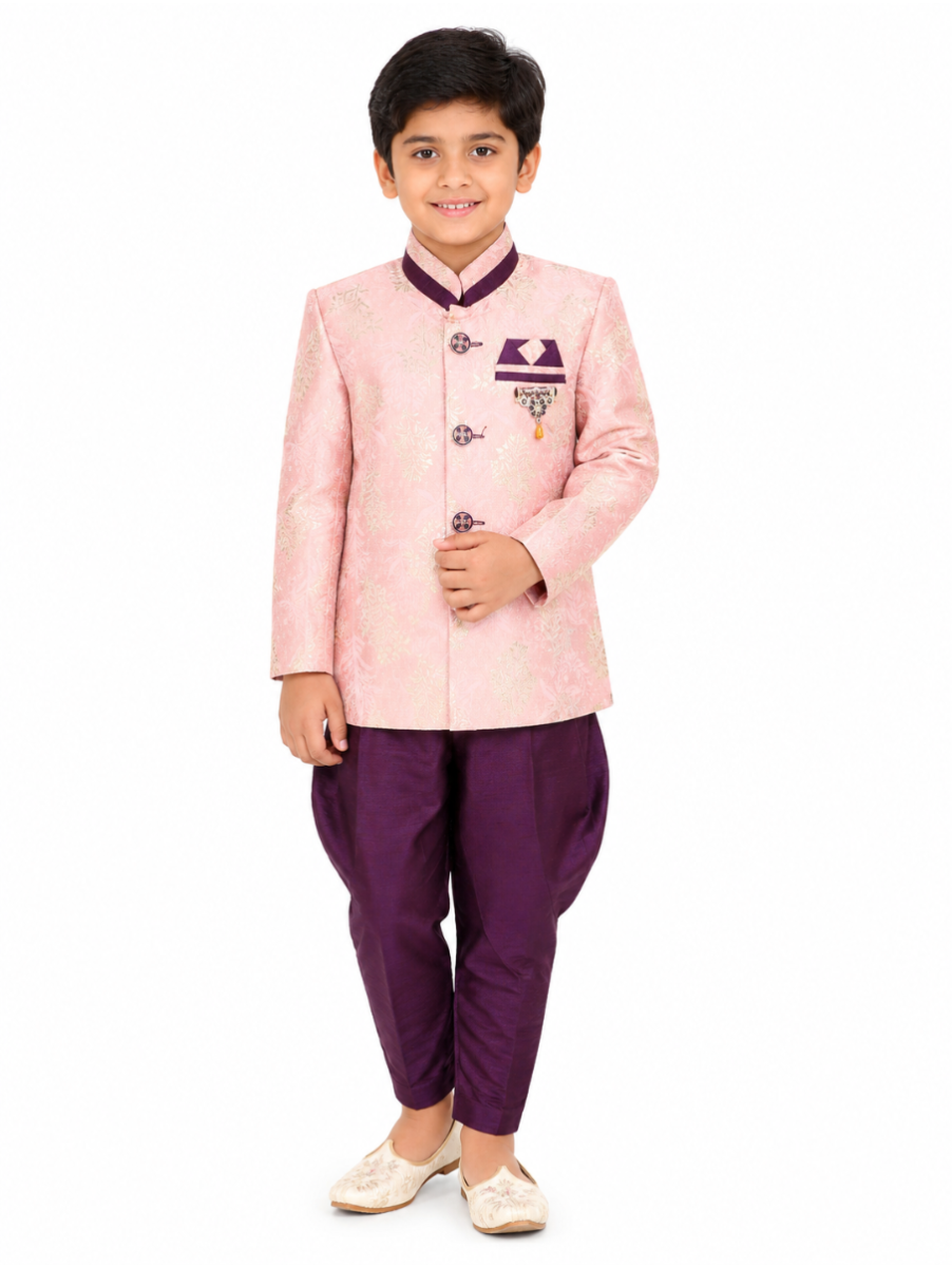 EliteCharm Boys Premium Jacquard Readymade Sherwani Set
