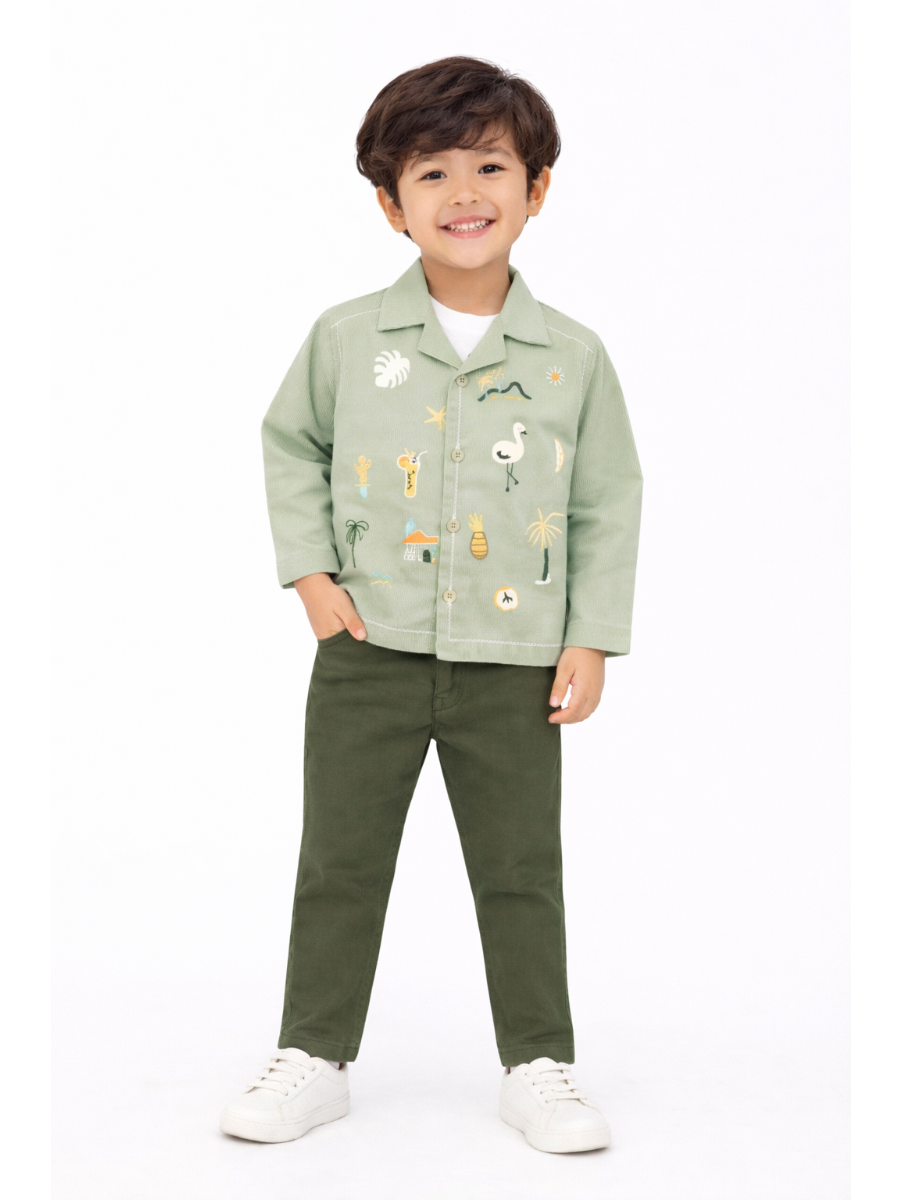 Gracecharm Boys Cotton Casual Jacket with T-Shirt and Pant Set