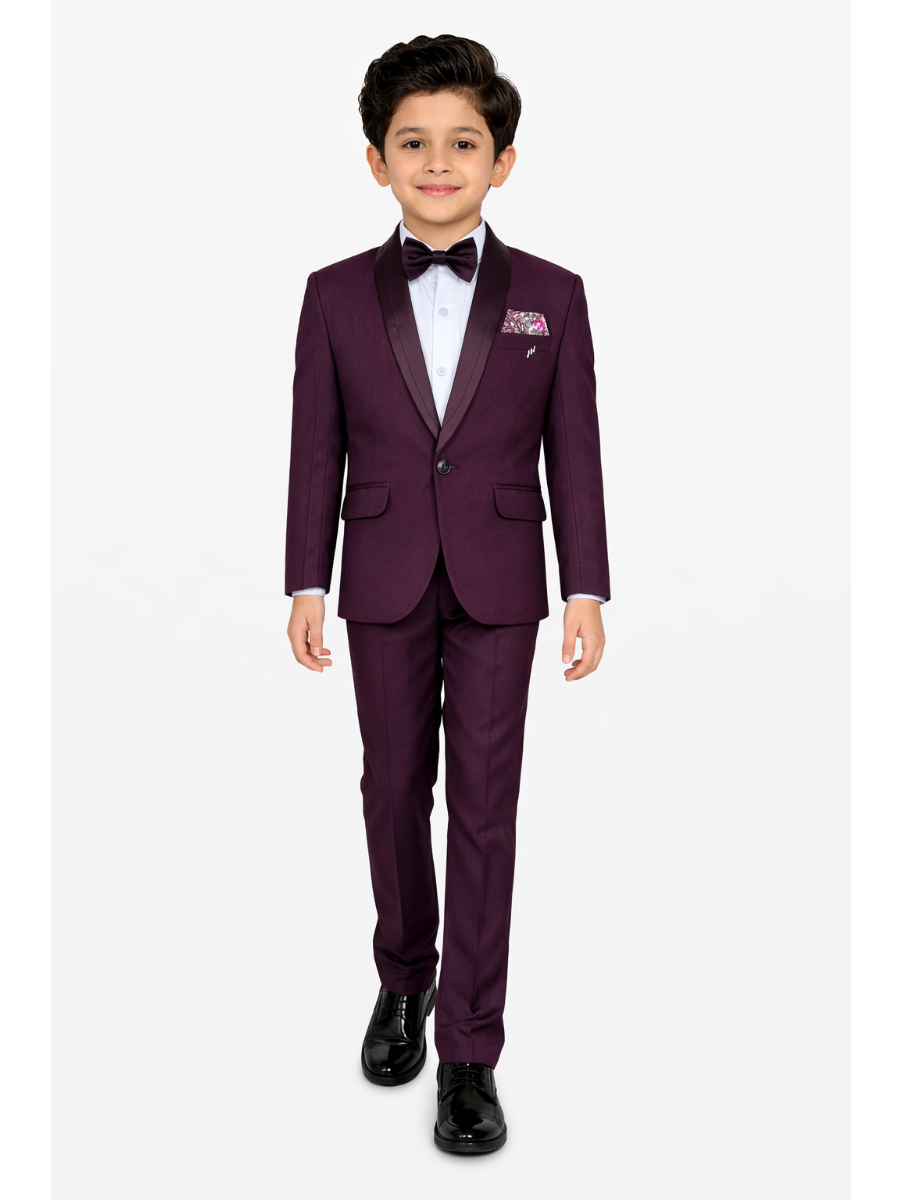 Royal Elegance Boys Premium Rayon Coat Suit with Bow Tie – Stylish Formal Outfit