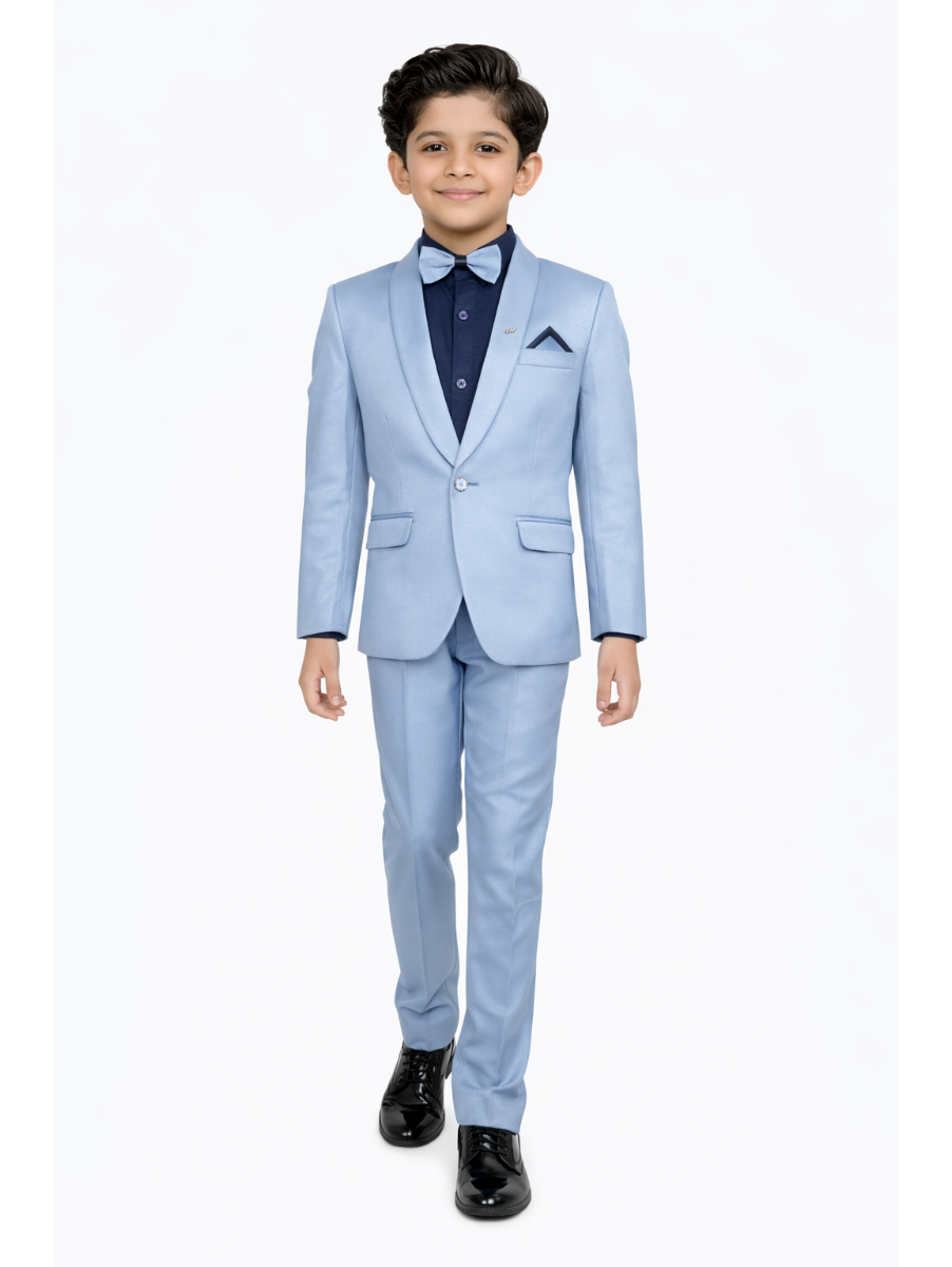 Royal Elegance Boys Premium Polynosic Coat Suit with Bow Tie – Stylish Formal Outfit