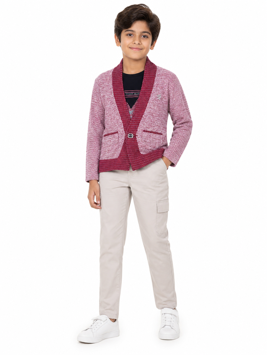 Gracecharm Boys Corduroy Blazer Jacket with T-Shirt and Pant Set