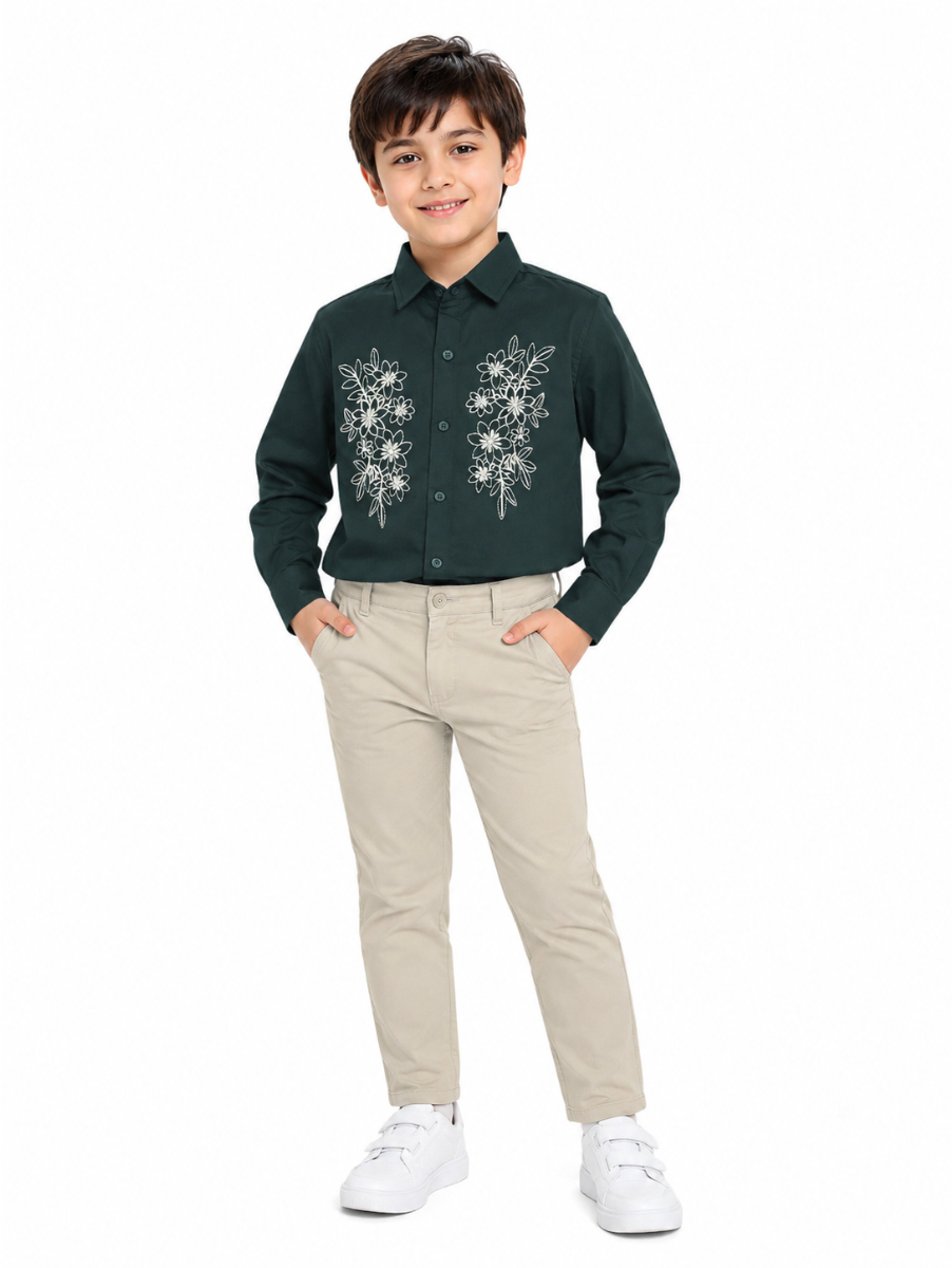 Gracecharm Boys Cotton Casual Shirt and Pant Set