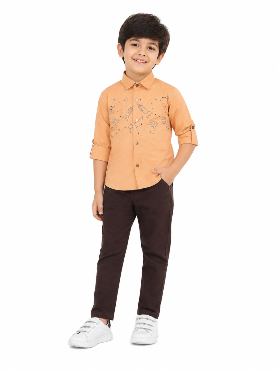 Gracecharm Boys Cotton Casual Shirt and Pant Set