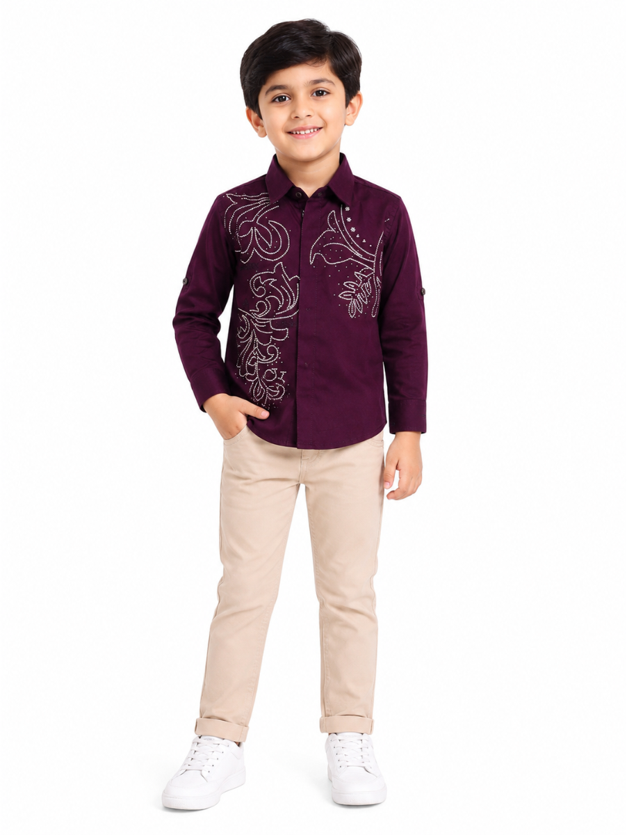 Gracecharm Boys Cotton Casual Shirt and Pant Set