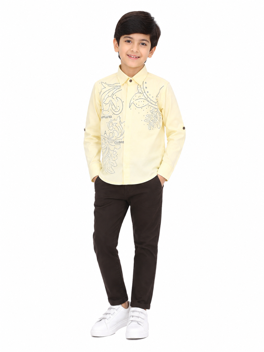 Gracecharm Boys Satin Casual Shirt and Pant Set