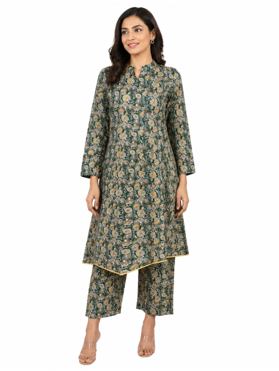 Kanmanie Elegant Floral Printed Kurta Set