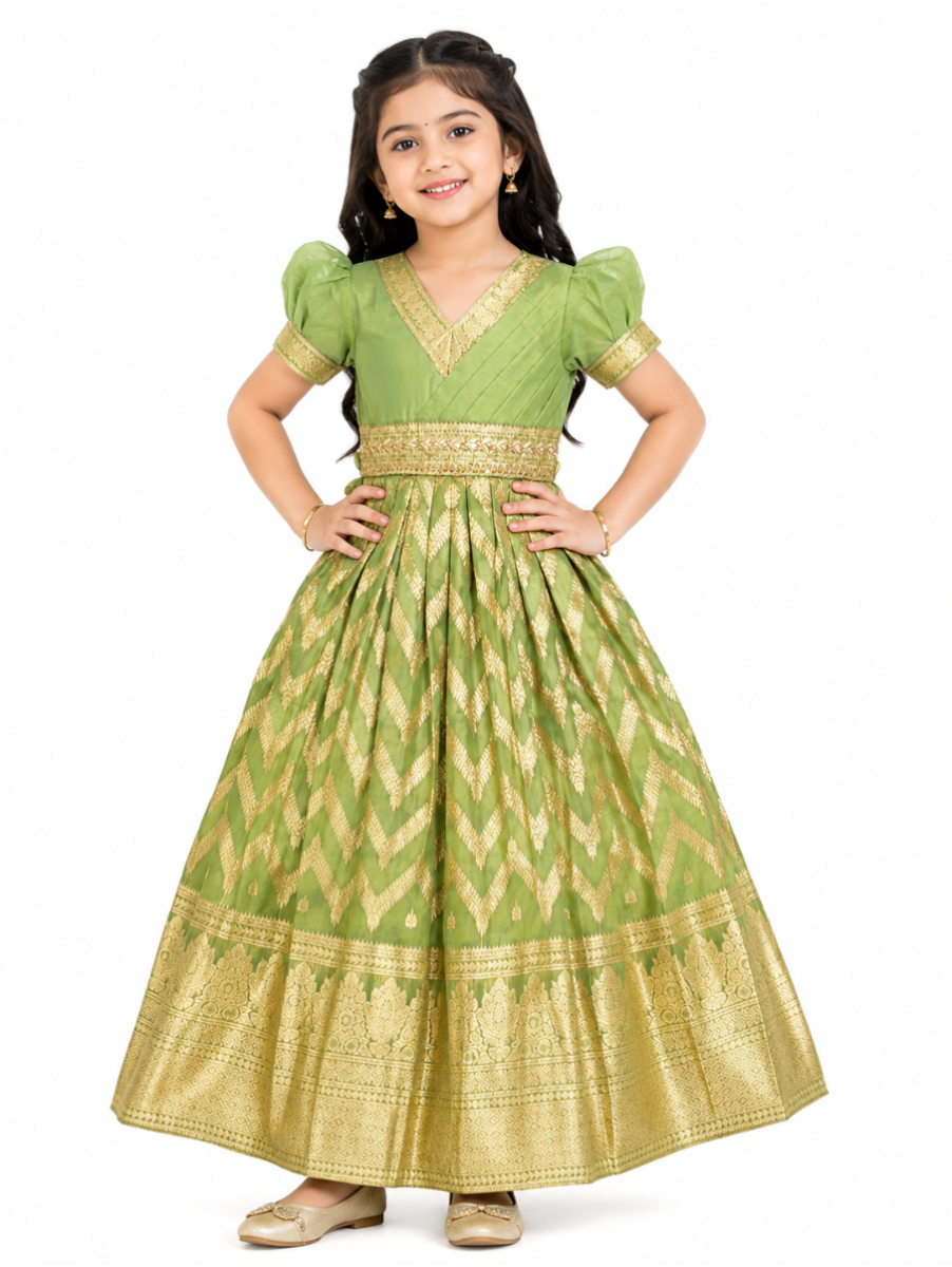 Graceful Essence Synthetic Girls Ethnic Gown