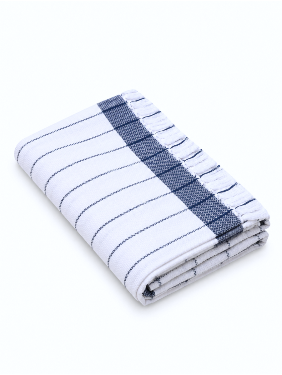 Doctor Towels Denim Blue Cambric Pinstripe Bath Towel