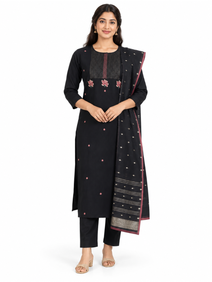 Graceful Muse Readymade Floral Butta Pintuck Yoke Salwar Kameez