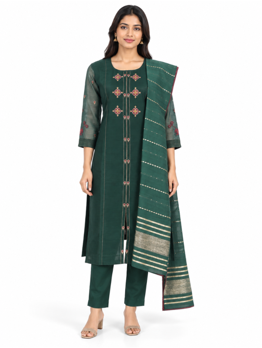 Graceful Muse Readymade Diamond Motif Line Panel Salwar Kameez