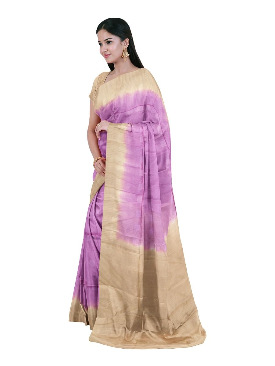 BlossomEase Art Tussar Butta Design Contrast Border Saree