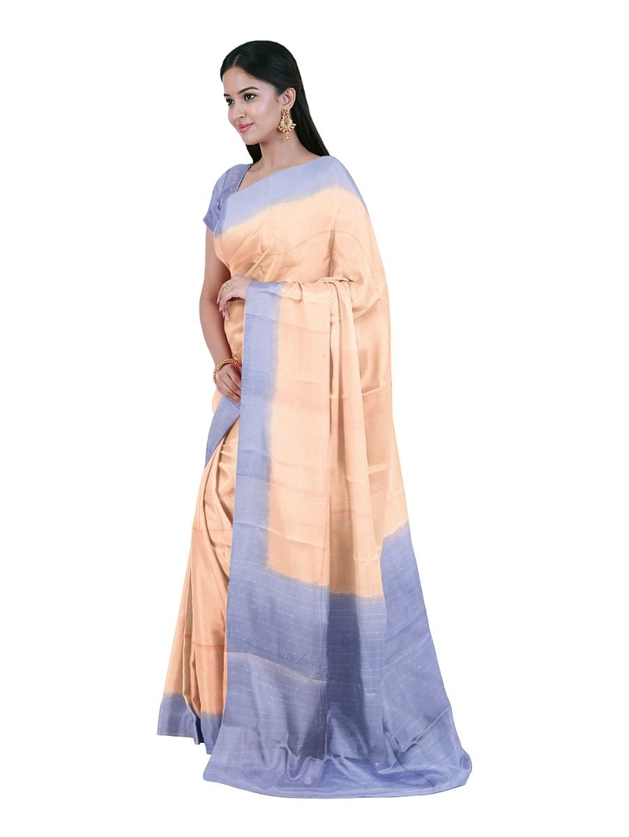BlossomEase Art Tussar Chevron Design Contrast Border Saree