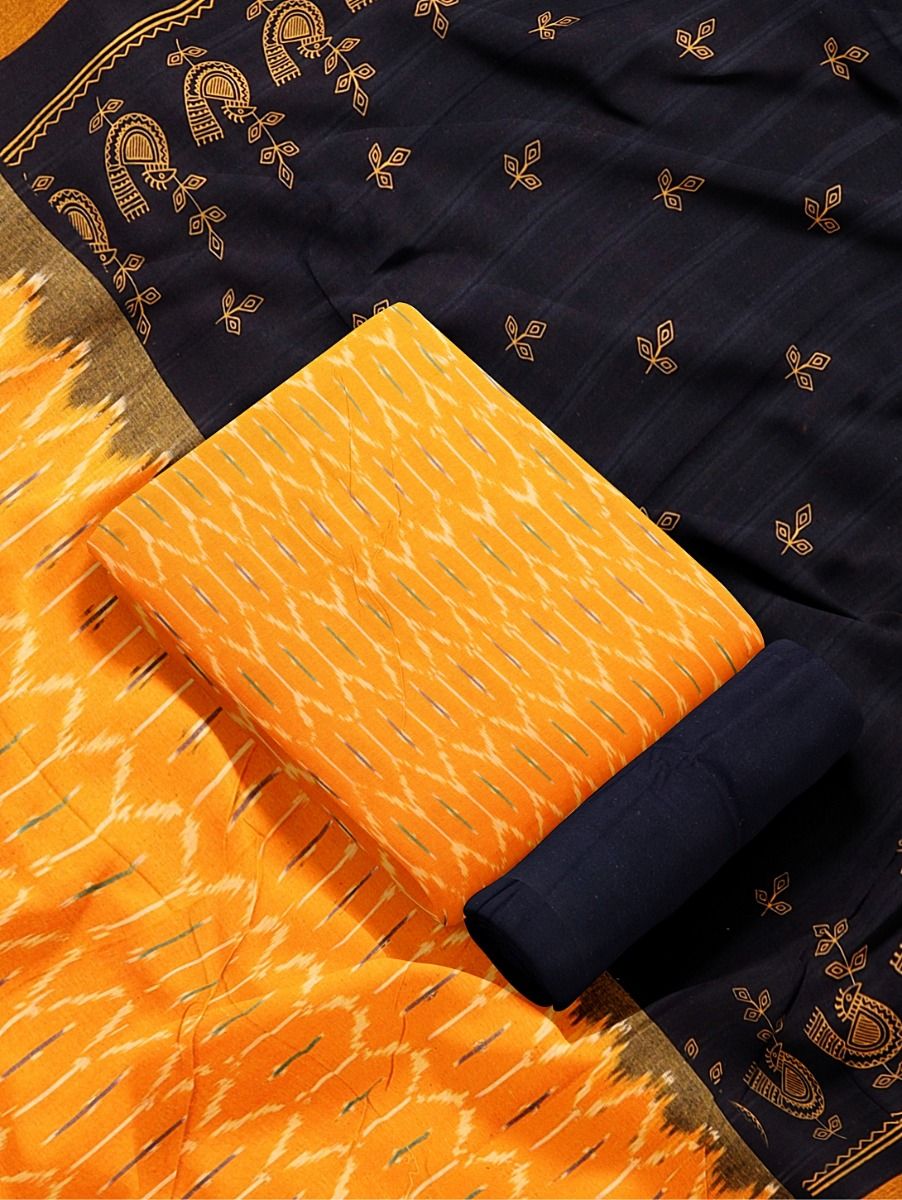 Graceful Essence Timeless Classic Pochampally Cotton Dress Material