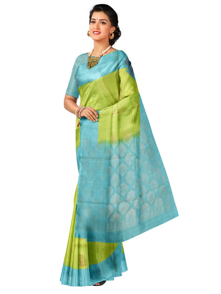 Kanmanie Soft Silk Paisley Floral Butta Design with 5 Inch Asthiri Border Saree