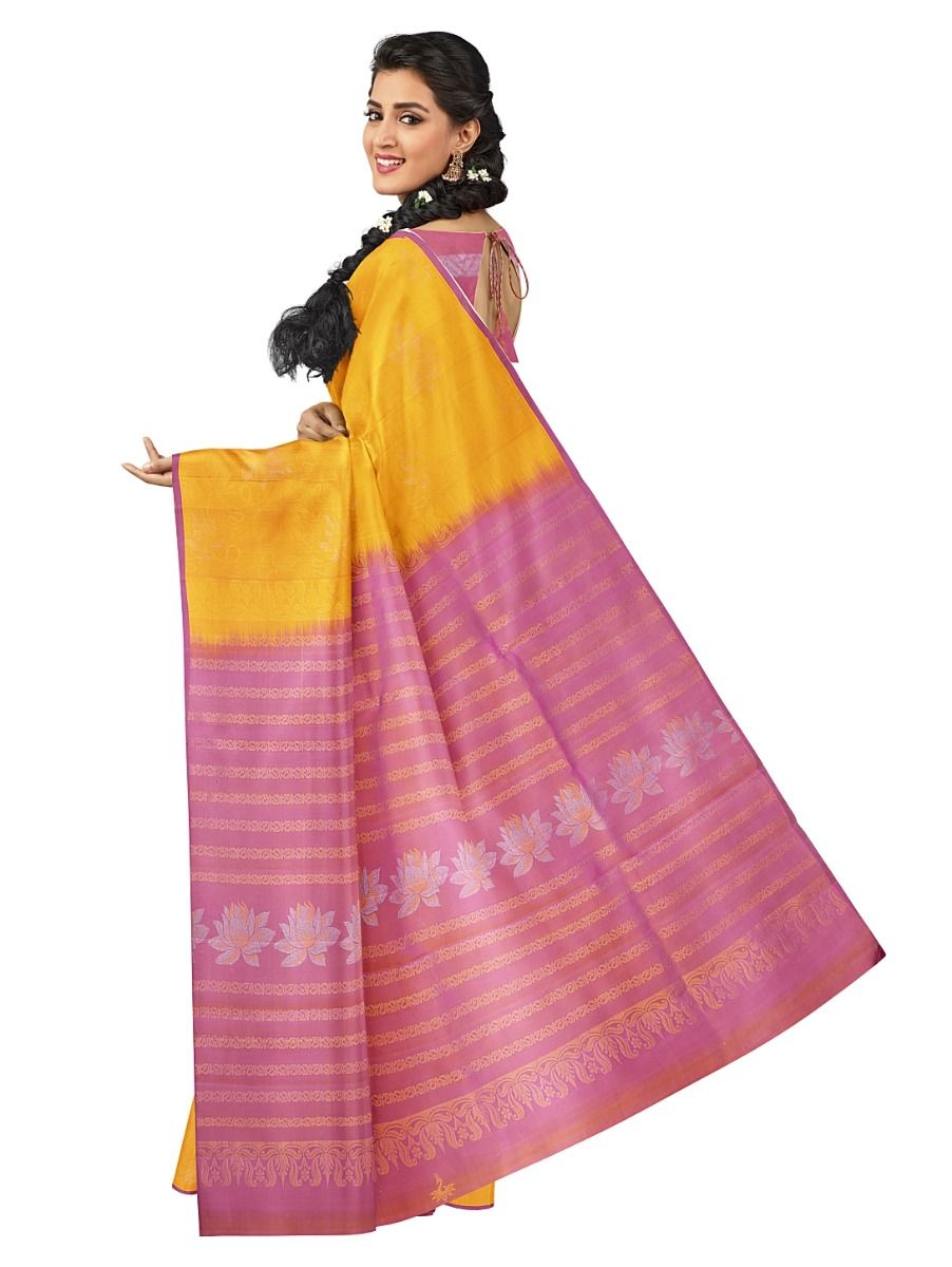 Kanmanie Soft Silk Floral Design with 1 Inch Border Saree