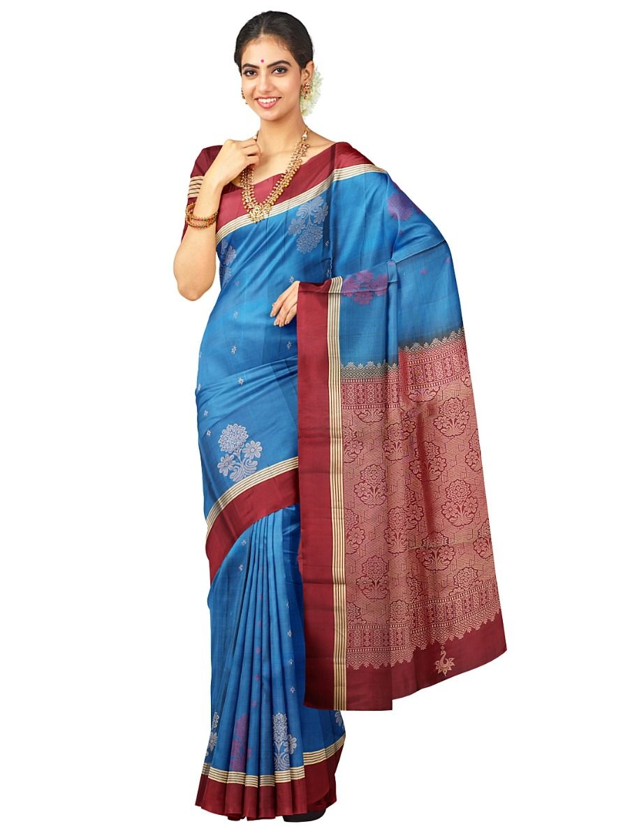 Kanmanie Soft Silk Butta Design with 1.5 Inch Tissue Border Saree 