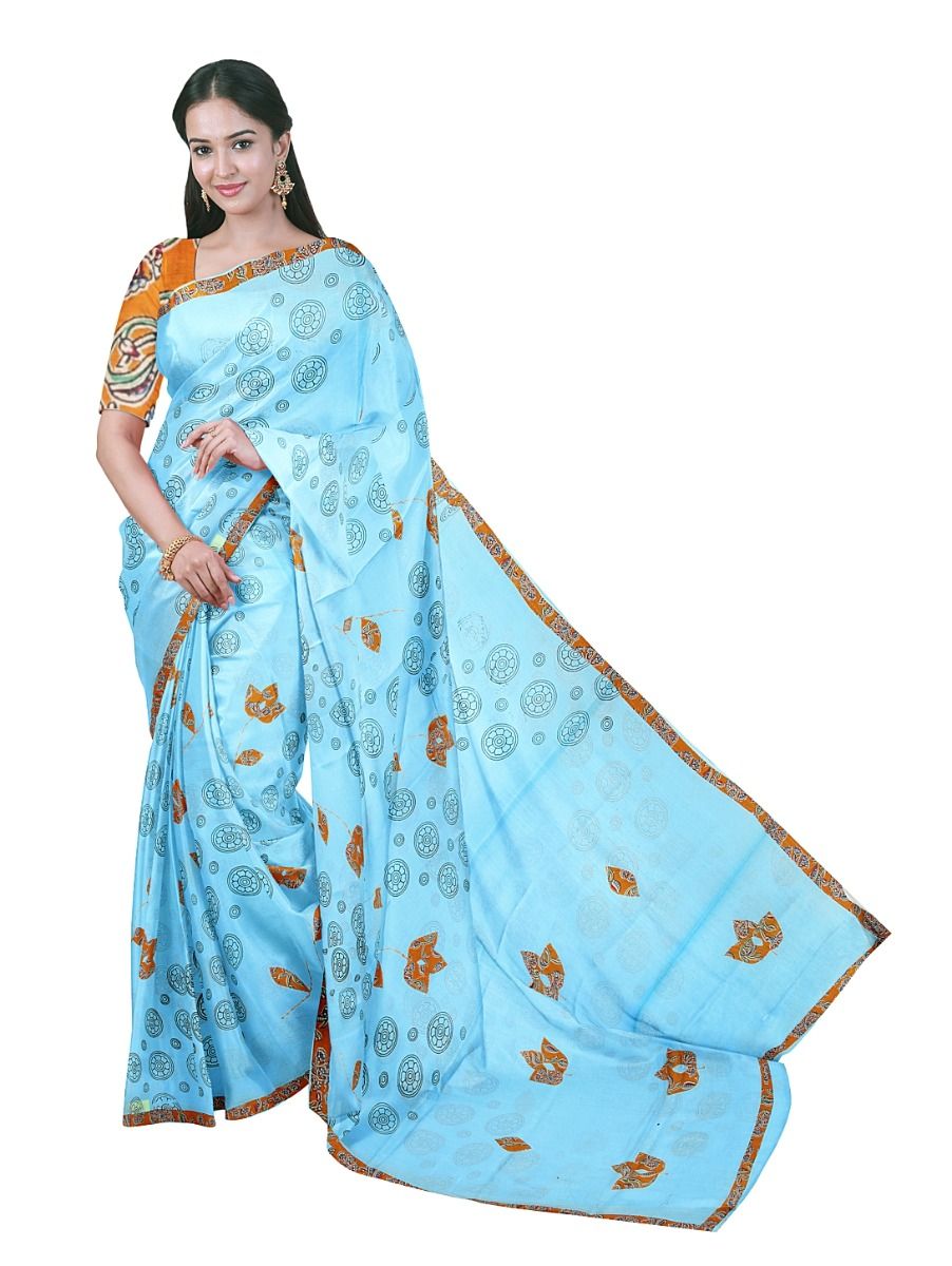 Gracecharm Elegant Hyderabad Cotton Patch Work with Border Saree