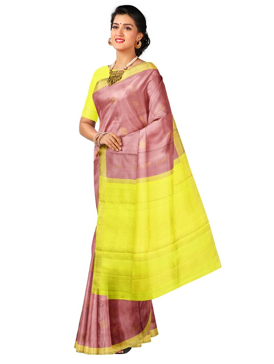 Kanmanie Soft Silk Lotus Butta Design with 1.5 Inch Zari Border Saree