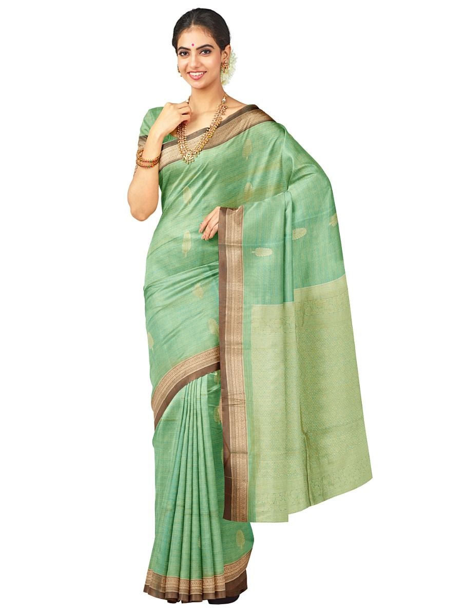Kanmanie Cotton Leaf Butta with 3 Inch Border Saree