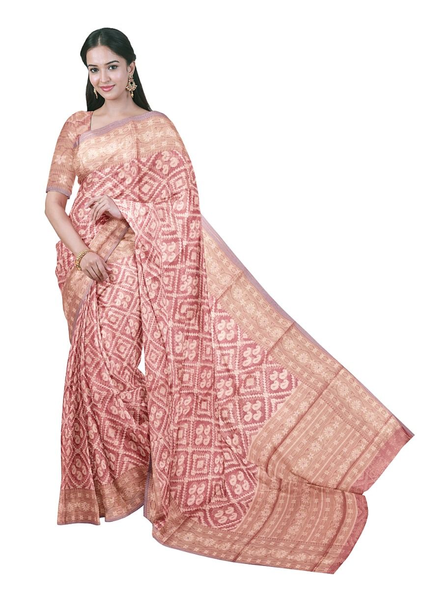 BlossomEase Elegant Super Netted Paisley Geometric Floral Border Saree