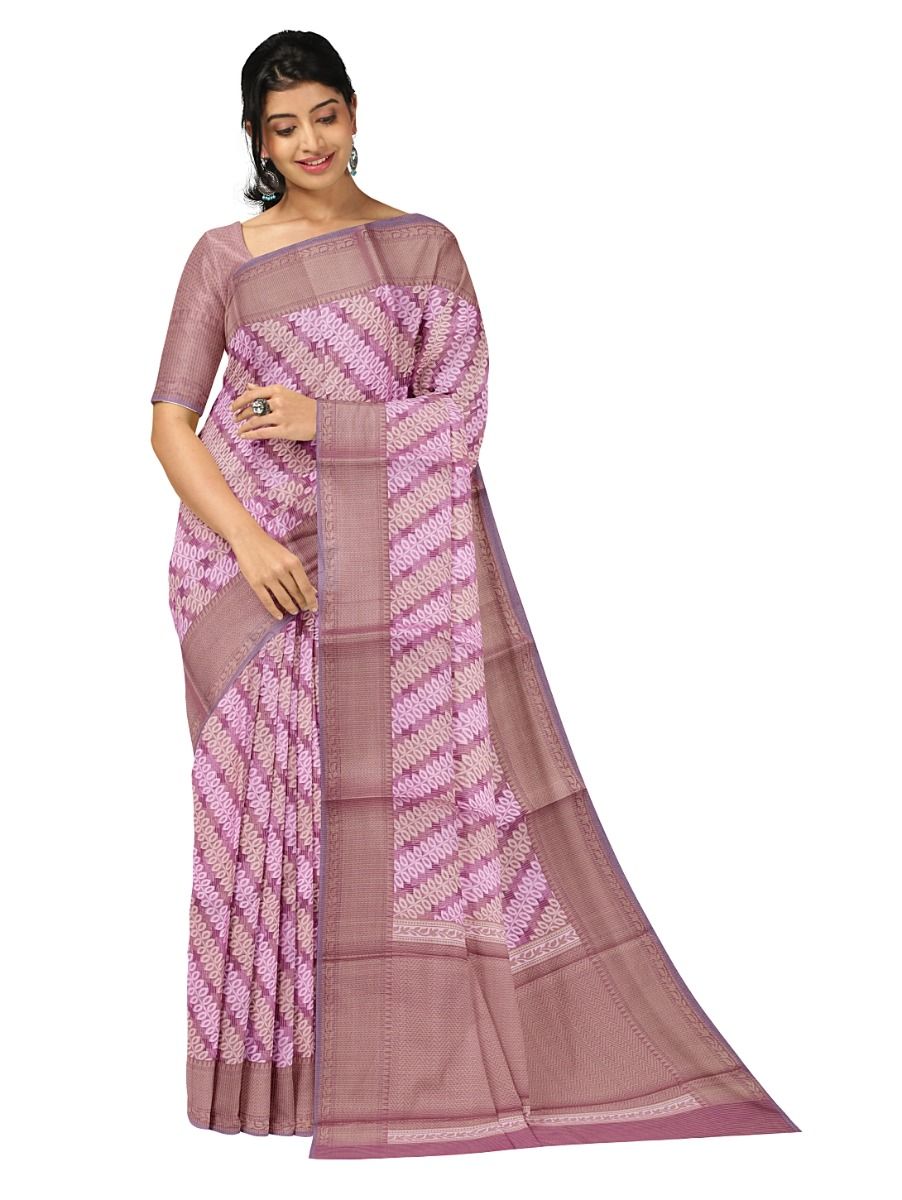 BlossomEase Elegant Super Netted Diagonal Leaf Vine Herringbone Border Saree