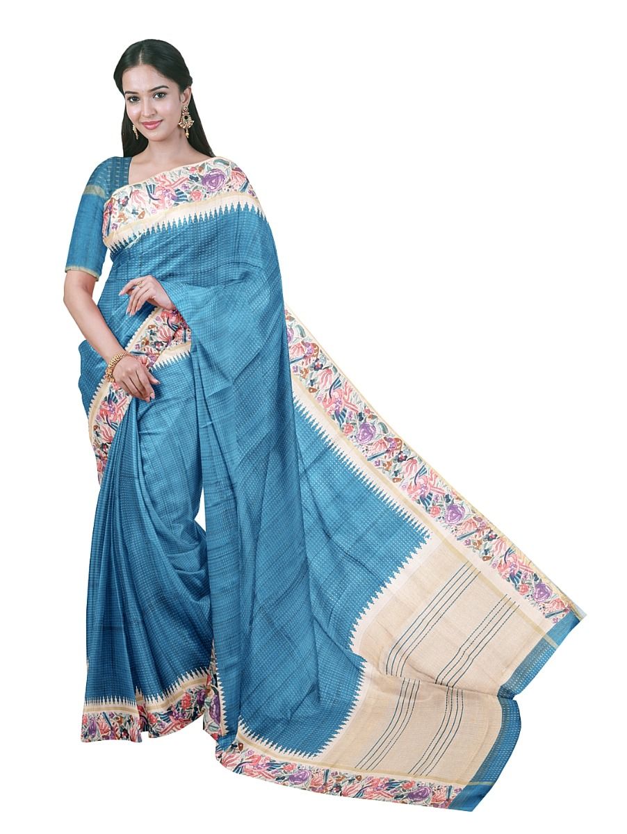 Gracecharm Semi Linen Stripe with Horizontal Stripe Pallu Saree