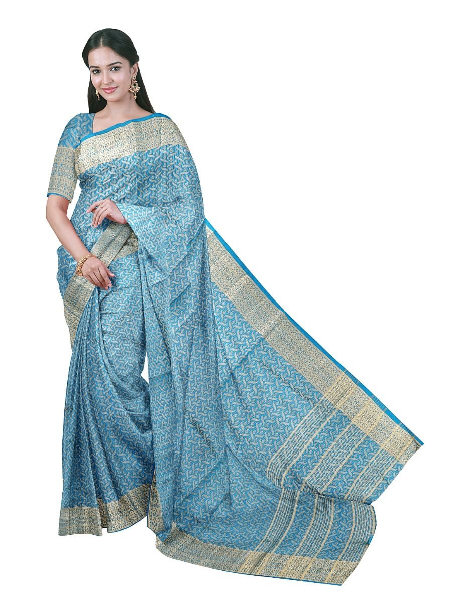 Gracecharm Semi Jute Interlaced Ribbon Lattice with Linear Stripe Pallu Saree