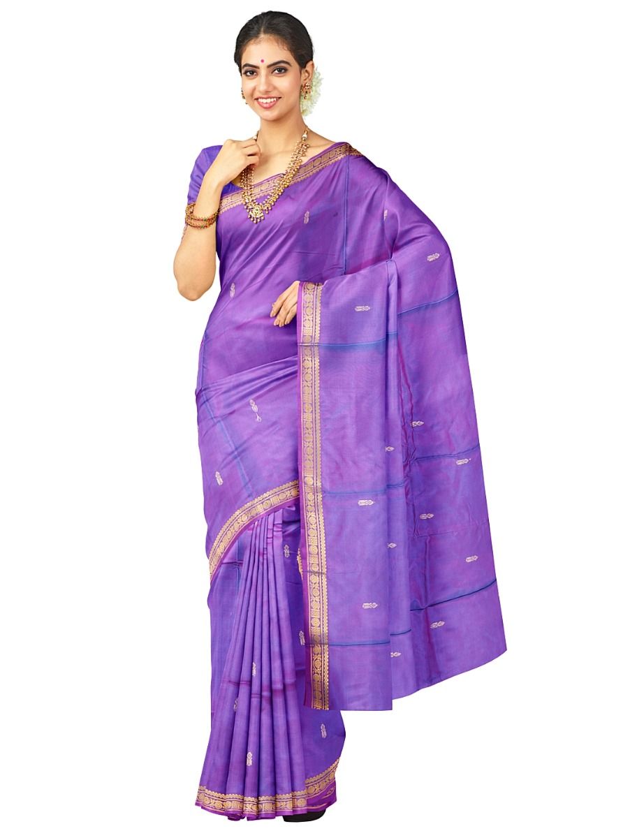 Kanmanie Vazhainaar Pattu Twin Leaf Butta Zari Border Saree