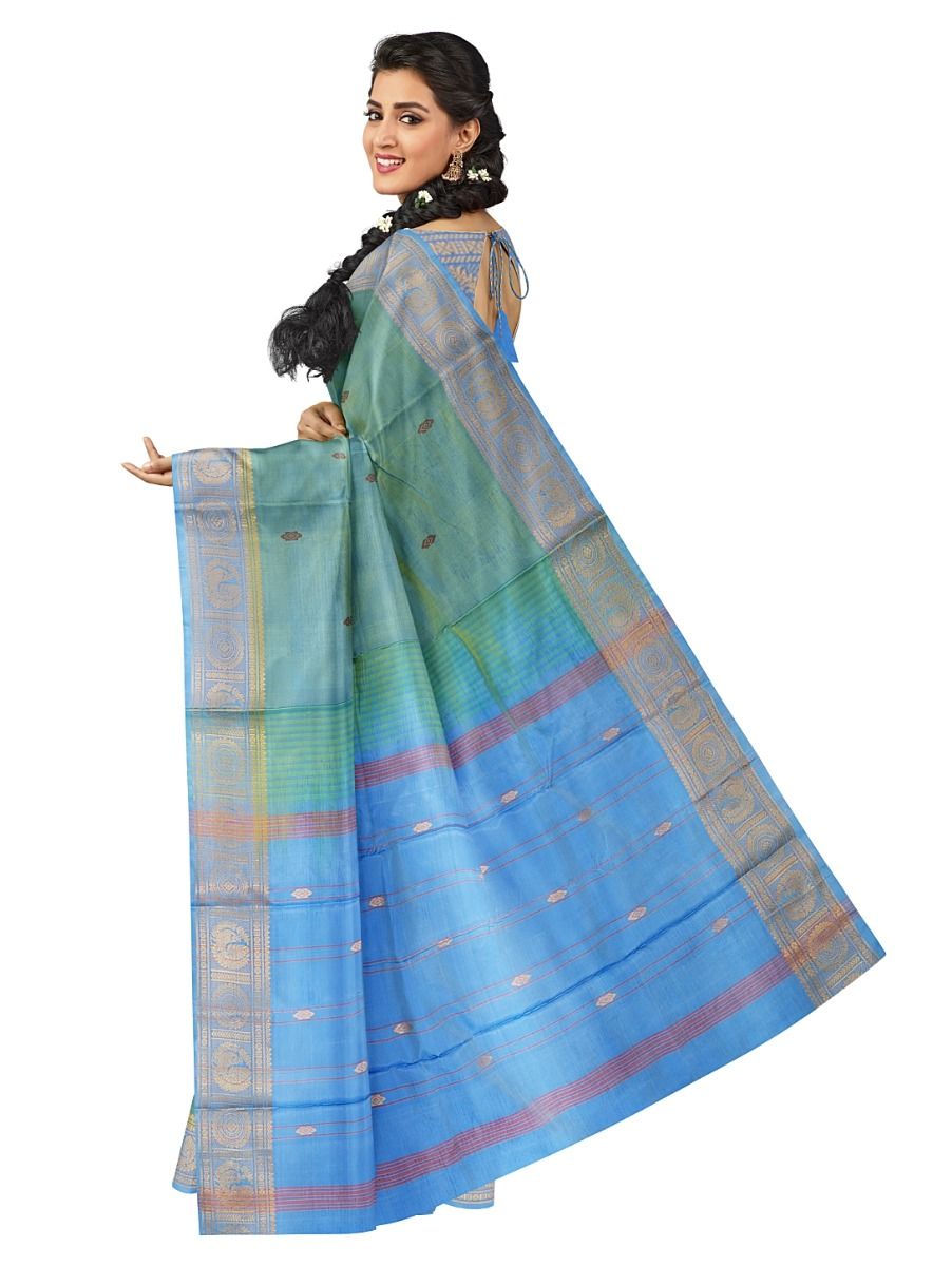 Kanmanie Vazhainaar Pattu Diamond Butta Peacock Zari Border Saree