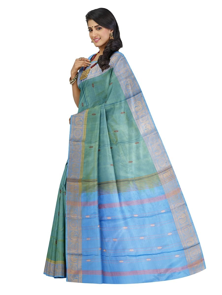 Kanmanie Vazhainaar Pattu Diamond Butta Paisley Zari Border Saree