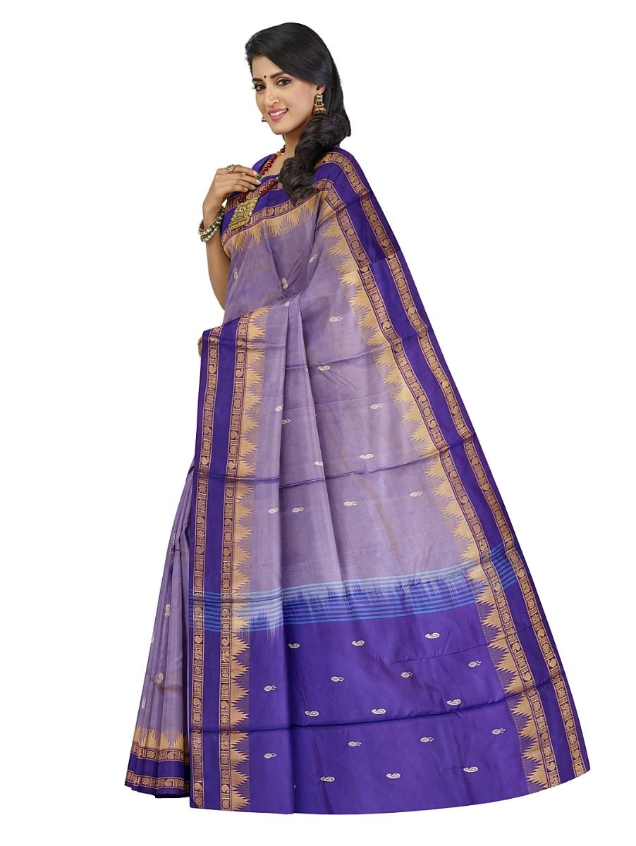 Kanmanie Vazhainaar Pattu Lavender Paisley Temple Border Saree