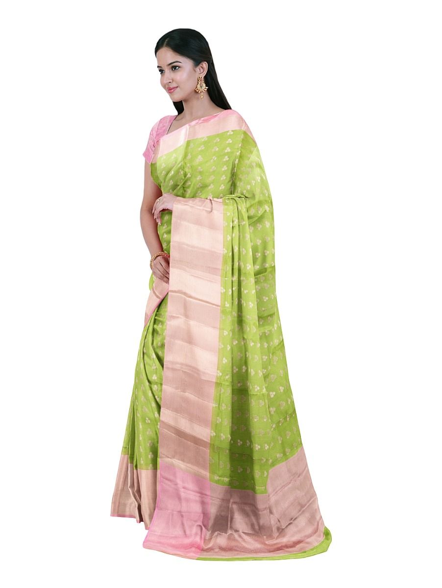 GraceCharm Manipuri Cotton Floral Buta Contrast Border Saree