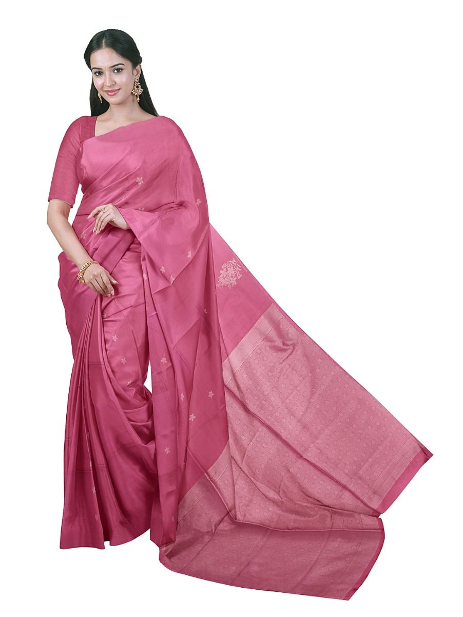Gracecharm Art Soft Silk Floral Butta with Floral Brocade Pallu Saree