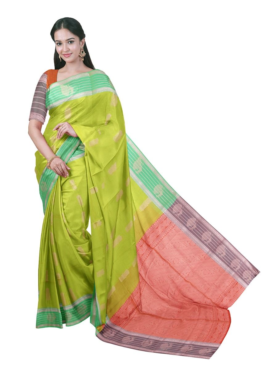 Gracecharm Silk Cotton Butta with Diagonal Vine Pallu Saree