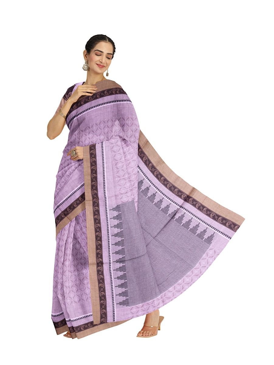 GraceCharm Kovai Cotton Geometric with Contrast Border Saree