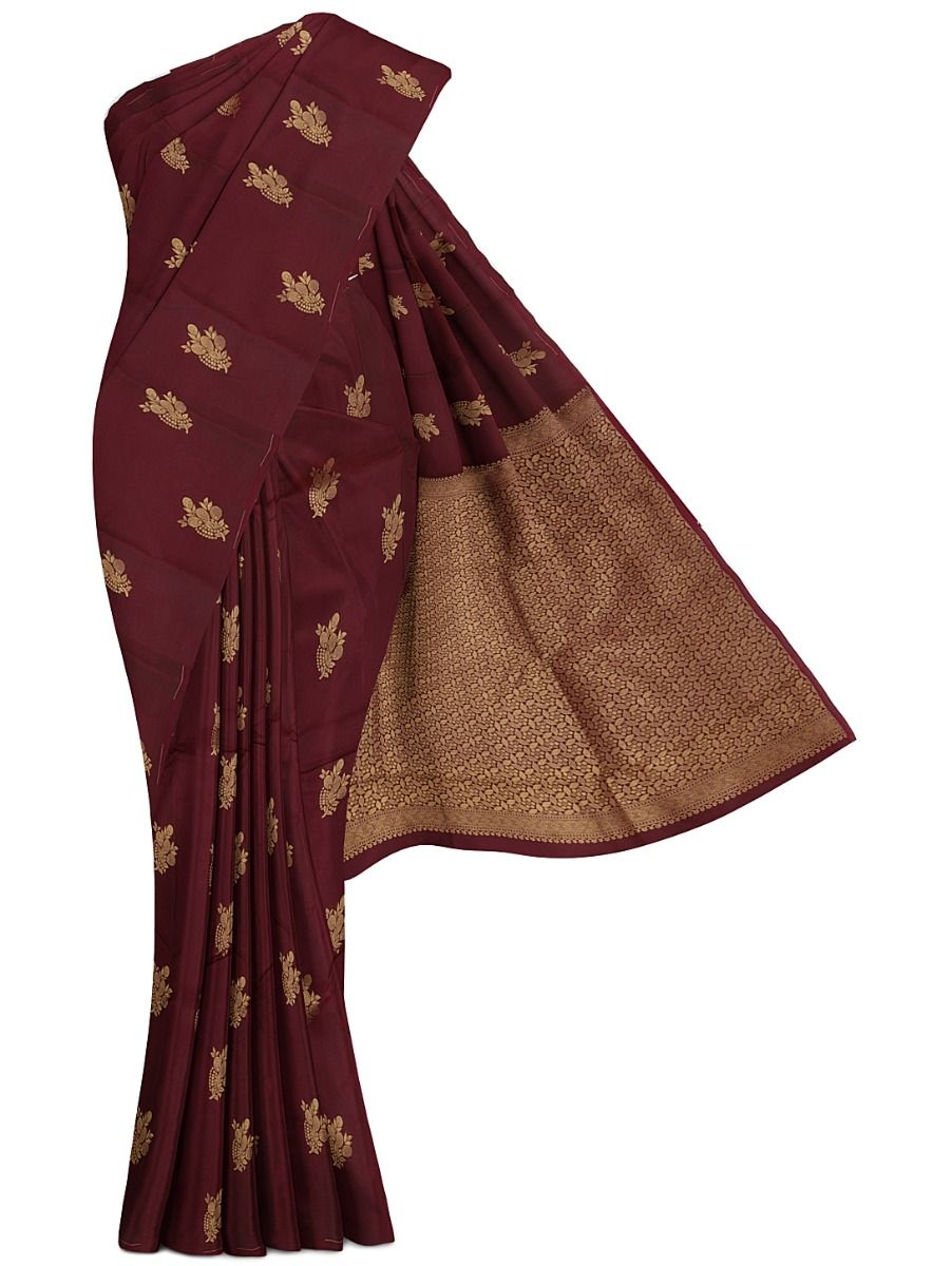 Gracecharm Art Soft Silk Paisley Butta with Floral Zari Pallu Saree