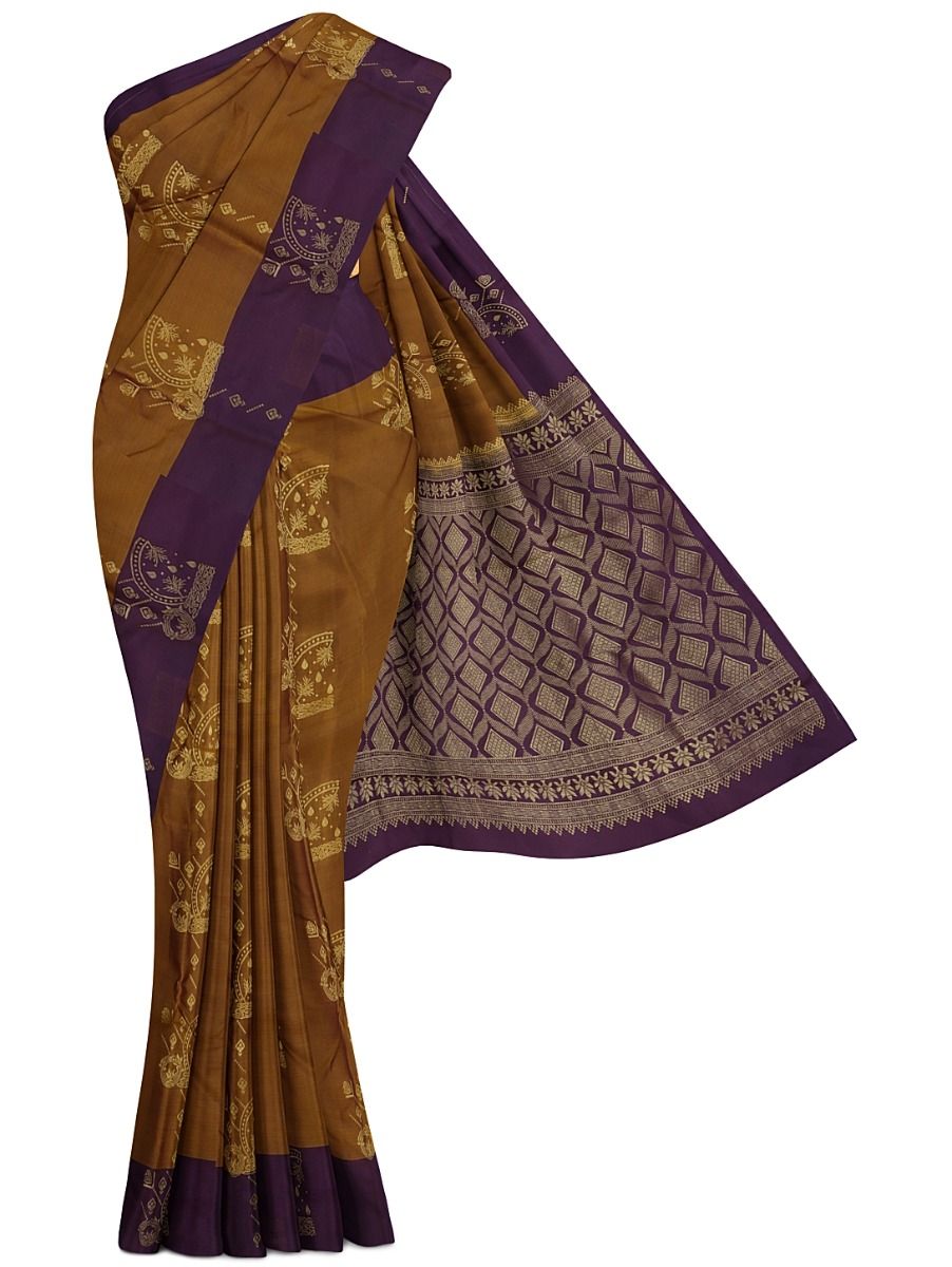 Gracecharm Art Soft Silk Floral Arch Butta with Diamond Pallu Saree