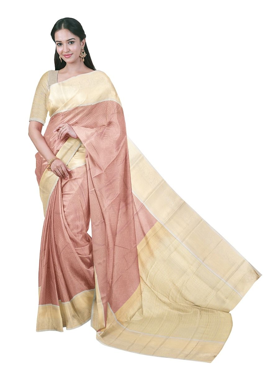 GraceCharm Art Silk Wavy Chevron with Paisley Border Saree