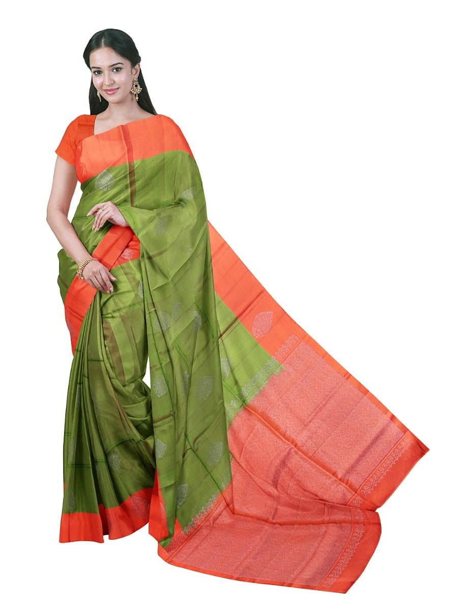 Gracecharm Elegant Pure Soft Silk Butta Design Contrast Border Saree