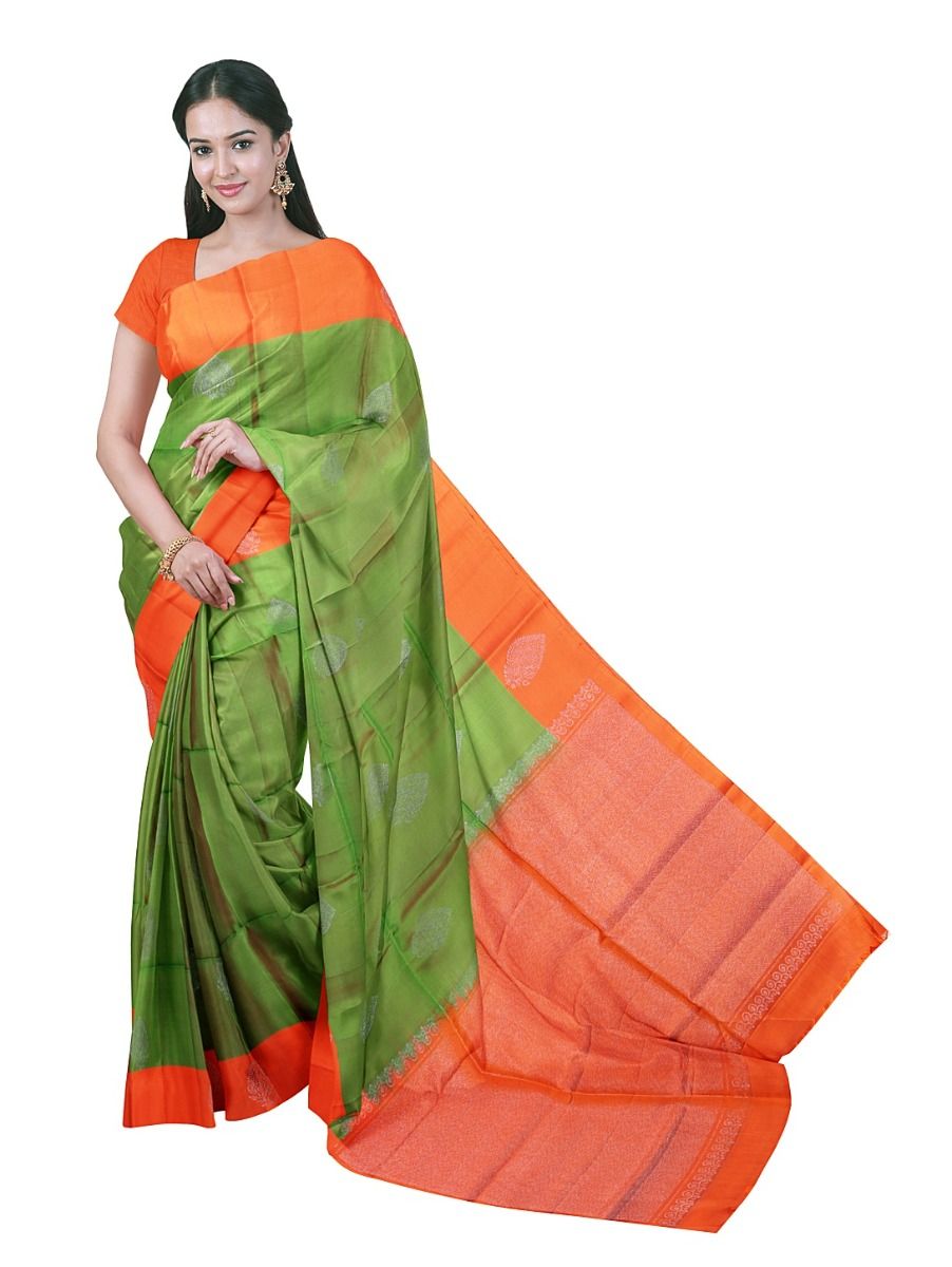 Gracecharm Elegant Pure Soft Silk Butta Design Contrast Border Saree
