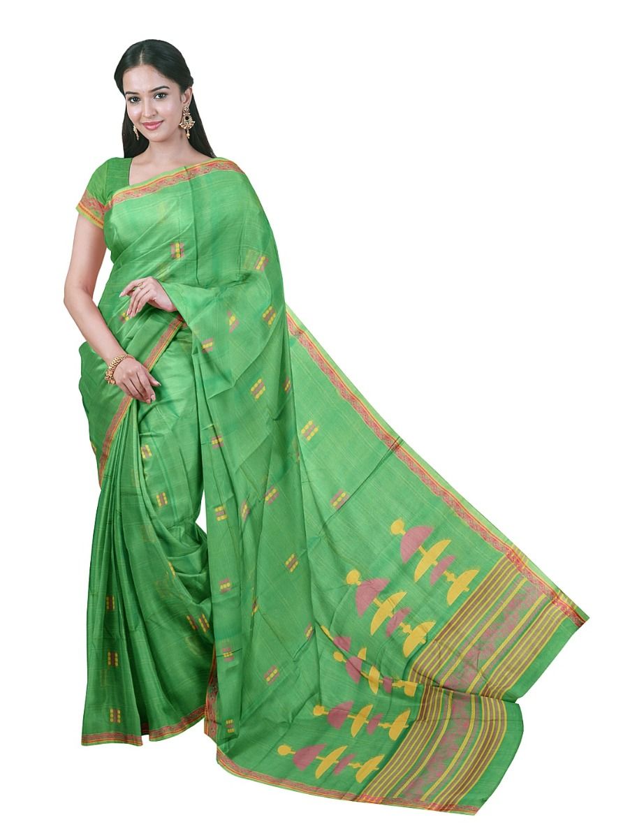 Gracecharm Elegant Cotton Butta Design with Border Saree