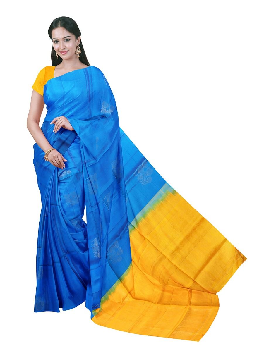Gracecharm Pure Soft Silk Butta with Geometric Pallu Saree