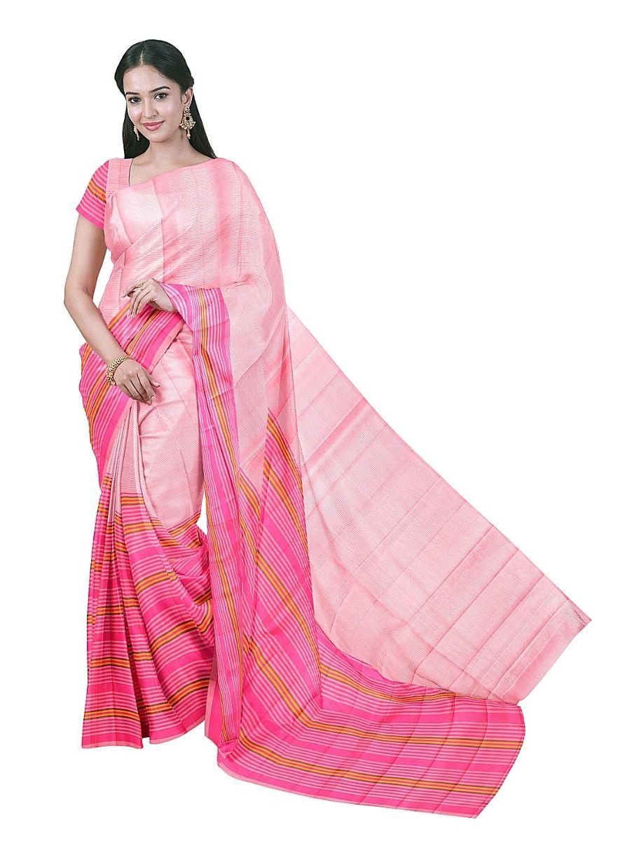 Gracecharm Elegant Pure Soft Silk Striped Design Borderless Saree