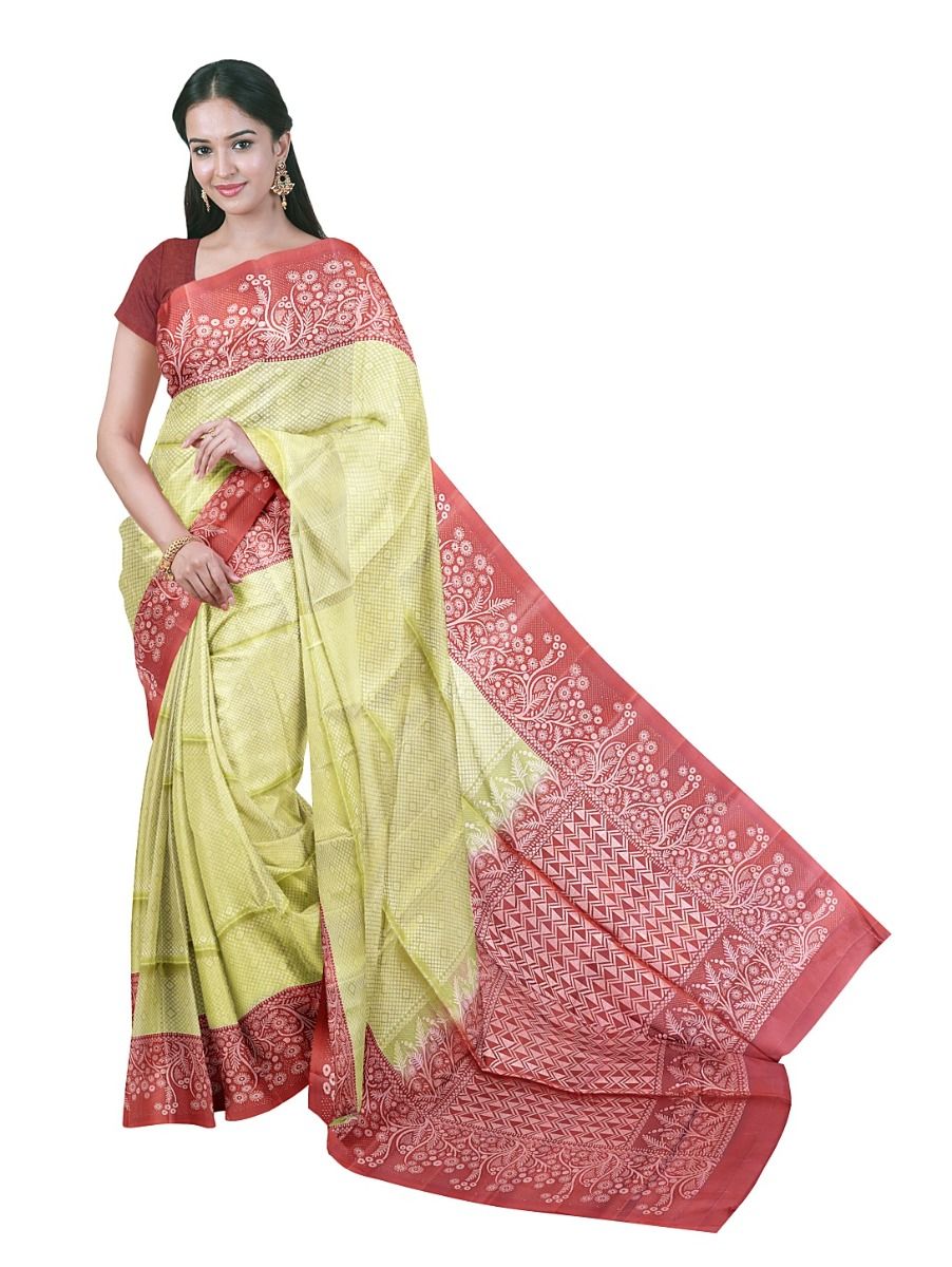 Gracecharm Pure Soft Silk Diamond Lattice with Chevron Pallu Saree