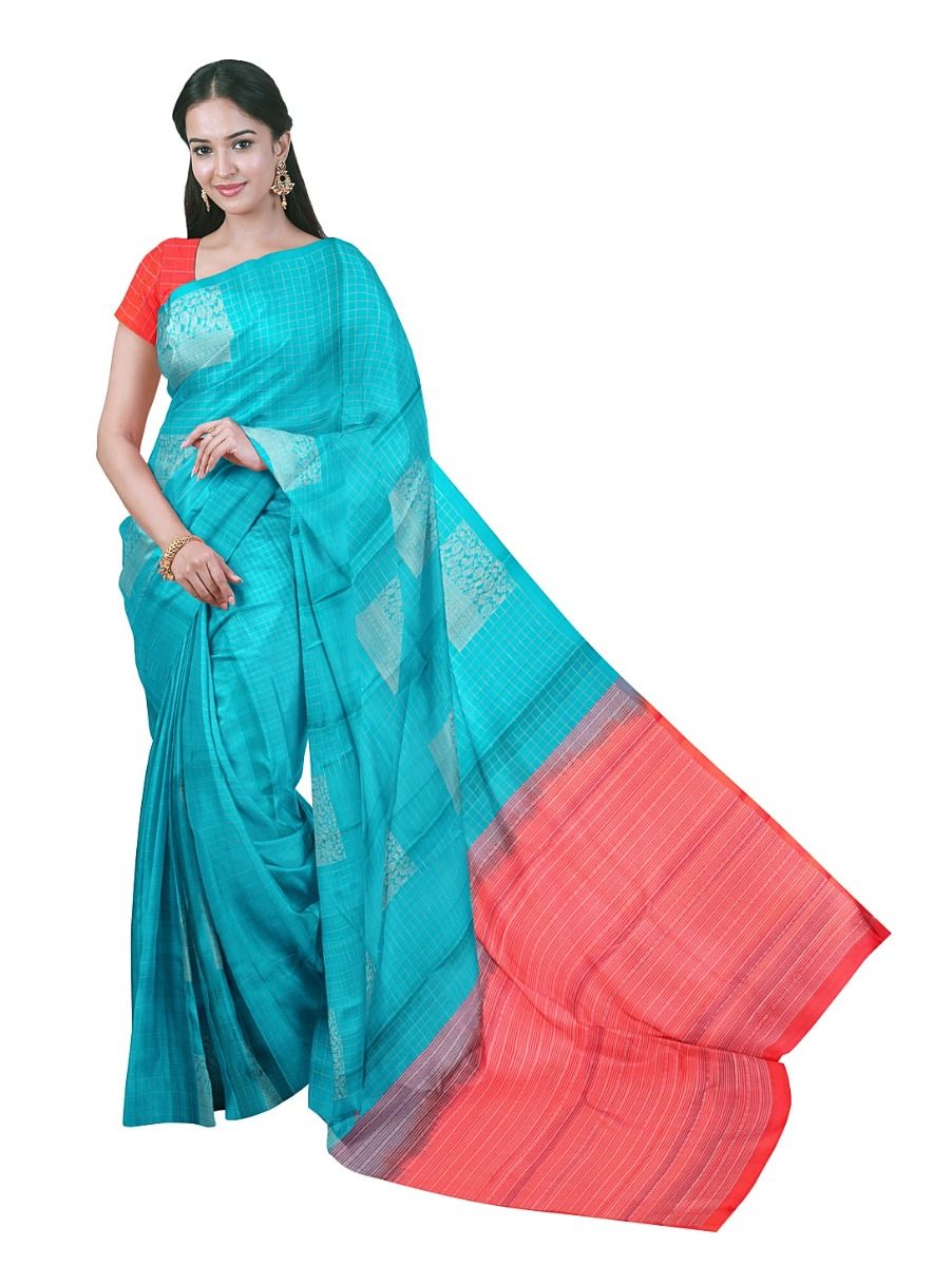 Gracecharm Elegant Checked Butta Design with Borderless Saree